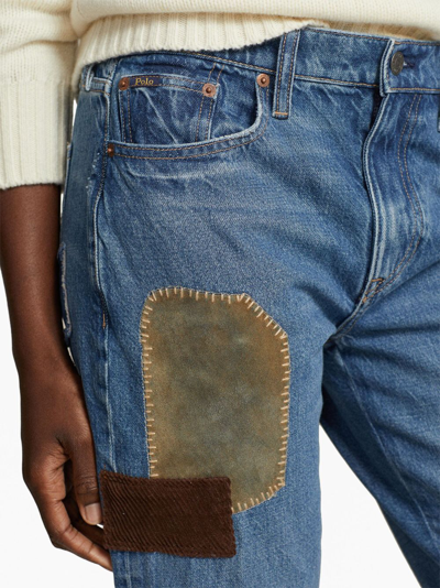 Polo Ralph Lauren Patchwork-design Cropped Jeans In Blue