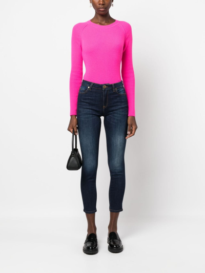 Shop Pinko Logo-appliqué Cropped Skinny Jeans In Blue