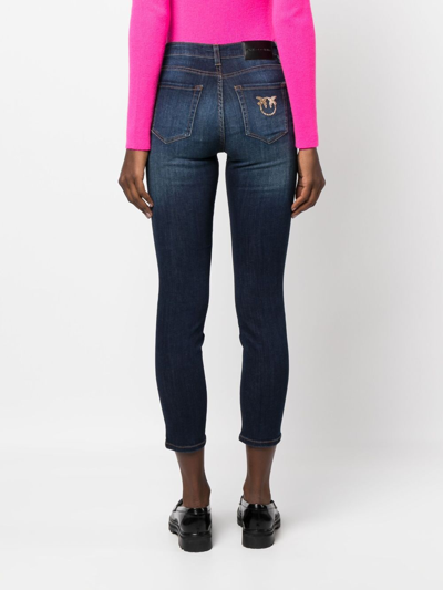 Pinko Logo-appliqué Cropped Skinny Jeans In Blue