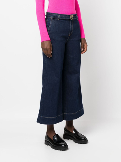 Shop Pinko Belted-waist Flared Jeans In Blue