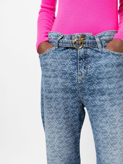 Shop Pinko Logo-print Straight-leg Jeans In Blue