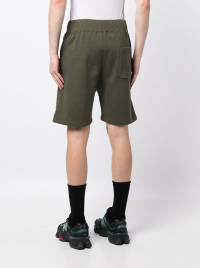 Shop A Bathing Ape Ape Head One Point Cotton Shorts In Green