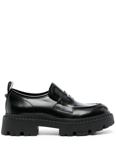Shop Ash Genial Stud Leather Loafers In Black