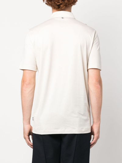 Shop Hugo Boss Logo-patch Short-sleeved Polo Shirt In Neutrals