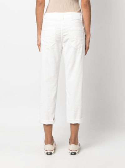 Shop Dondup Tapered-leg Cropped Jeans In White