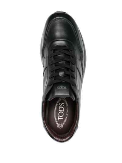 Shop Tod's Panelled Logo-tongue Sneakers In Black