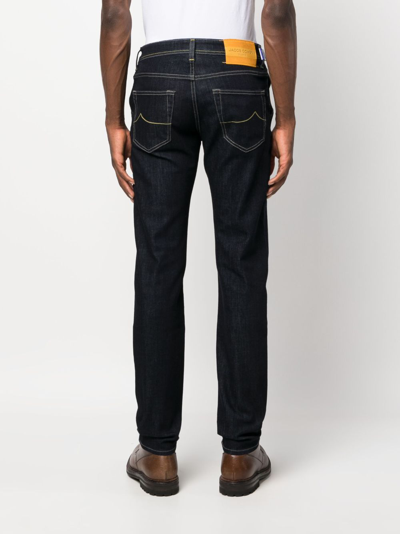 Shop Jacob Cohen Low-rise Tapered Jeans In Blue
