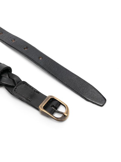 Shop Golden Goose Braided Leather Belt In Black