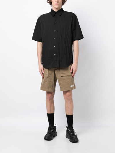 Shop A Bathing Ape Climbing Logo-embroidered Shorts In Brown