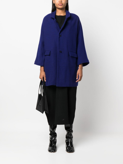 Daniela Gregis Bell-sleeves Wool Coat In Blue