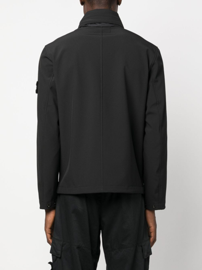 Shop Stone Island Logo-patch Zip-fastening Jacket In Black