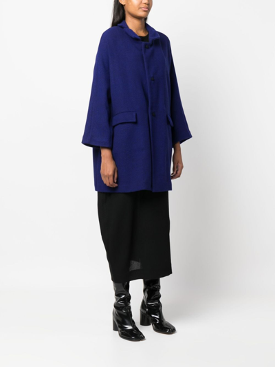 Shop Daniela Gregis Bell-sleeves Wool Coat In Blue