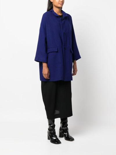 Daniela Gregis Bell-sleeves Wool Coat In Blue
