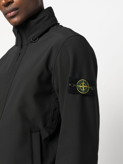 Shop Stone Island Logo-patch Zip-fastening Jacket In Black