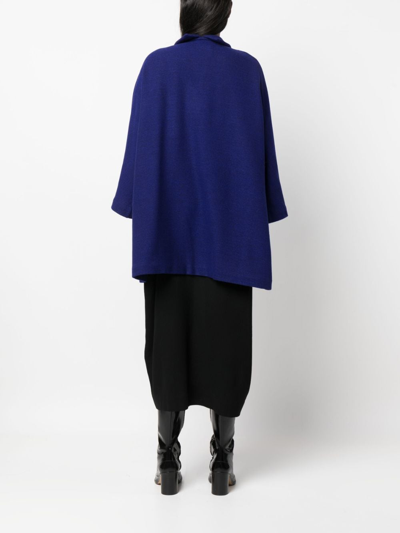 Daniela Gregis Bell-sleeves Wool Coat In Blue