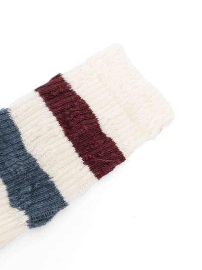 Shop Golden Goose Striped Knitted Socks In White