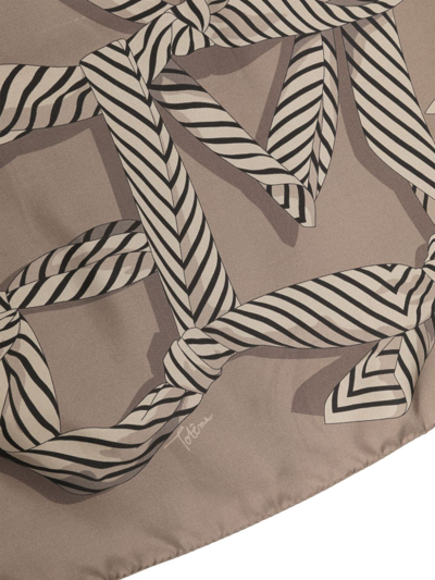 Shop Totême Knot-print Silk Scarf In Brown