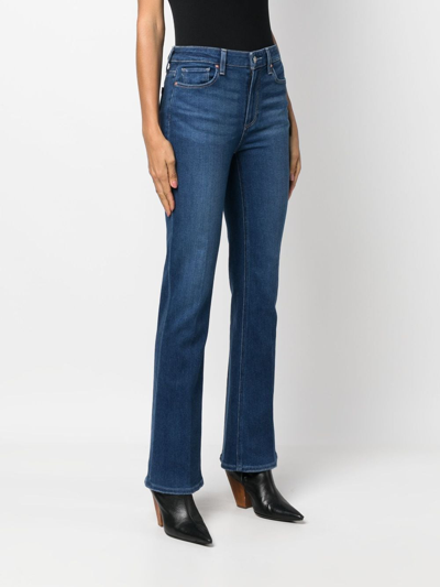 Shop Paige High-waist Flared Jeans In Blue
