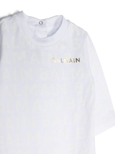 Shop Balmain Cotton Babygrow Set (set Of Two) In White