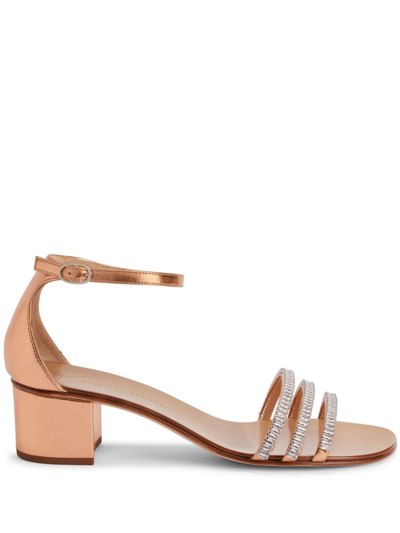 Shop Giuseppe Zanotti Martha Round-toe Leather Sandals In Neutrals