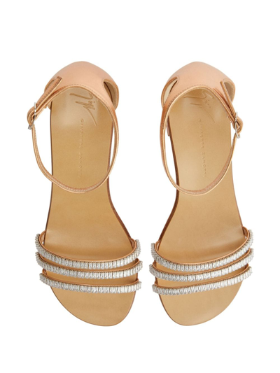 Shop Giuseppe Zanotti Martha Round-toe Leather Sandals In Neutrals