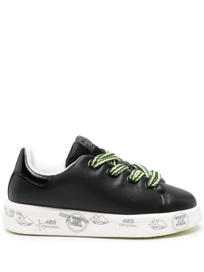 Shop Premiata Belle 6550 Leather Sneakers In Black