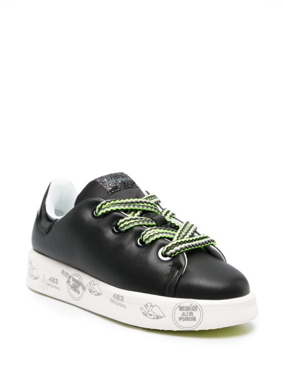 Shop Premiata Belle 6550 Leather Sneakers In Black