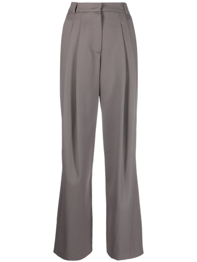 Shop Low Classic Pleated High-waist Trousers In Grey