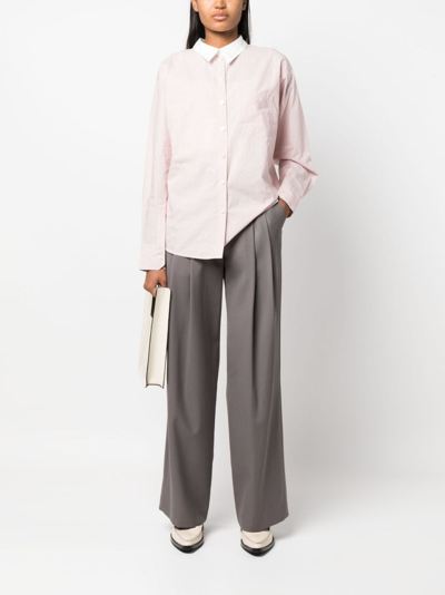 Shop Low Classic Pleated High-waist Trousers In Grey