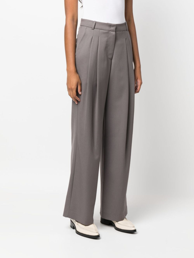 Shop Low Classic Pleated High-waist Trousers In Grey