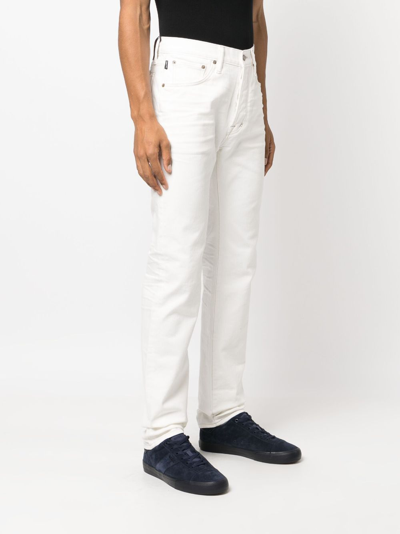 Shop Tom Ford Slim-cut Cotton Jeans In Neutrals