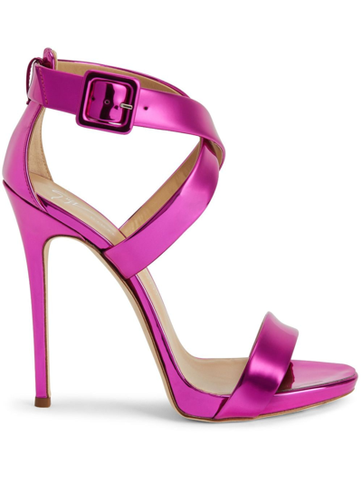 Shop Giuseppe Zanotti Bellis 120mm Leather Sandals In Pink