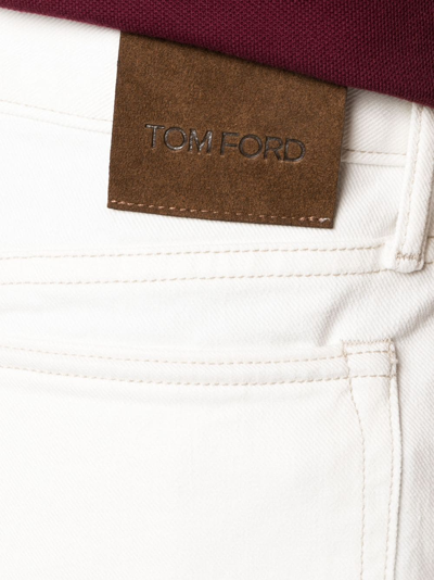 Shop Tom Ford Slim-cut Cotton Jeans In Neutrals