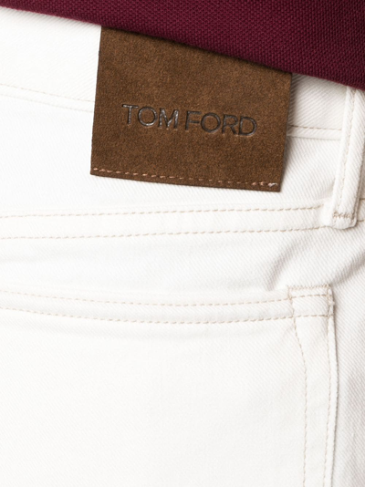 Tom Ford Slim-fit Distressed-effect Jeans In Neutrals