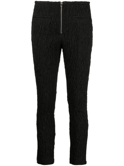 Shop Isabel Marant Crinkled Cropped Trousers In Black