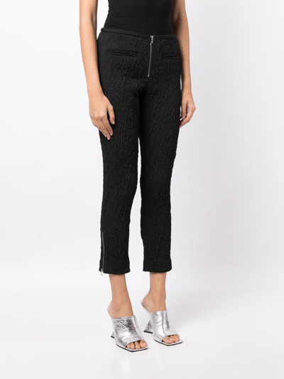 Shop Isabel Marant Crinkled Cropped Trousers In Black