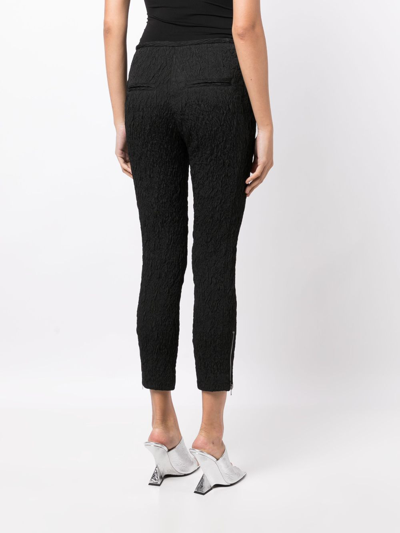 Shop Isabel Marant Crinkled Cropped Trousers In Black