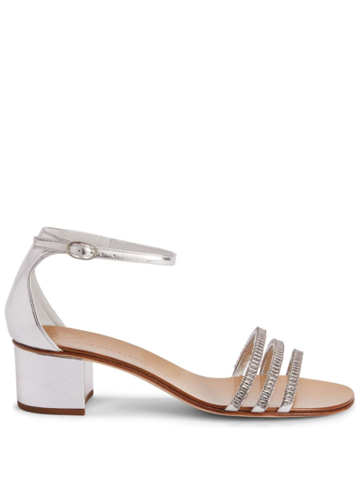 Shop Giuseppe Zanotti Martha 40mm Metallic-effect Sandals In Silver