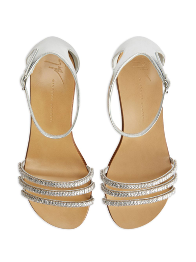 Shop Giuseppe Zanotti Martha 40mm Metallic-effect Sandals In Silver