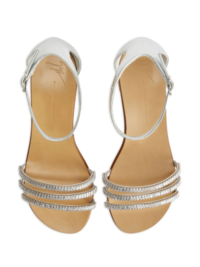 Giuseppe Zanotti Martha 40mm Metallic-effect Sandals In Silver