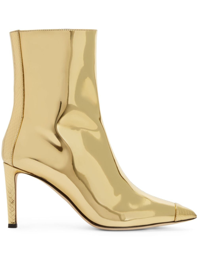 Shop Giuseppe Zanotti Mirea 85mm Leather Boots In Gold