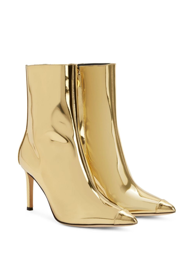 Shop Giuseppe Zanotti Mirea 85mm Leather Boots In Gold