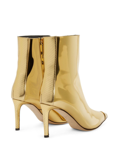 Shop Giuseppe Zanotti Mirea 85mm Leather Boots In Gold
