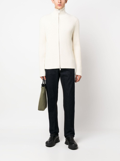 Shop Jil Sander High-neck Zip-fastening Cardigan In Neutrals