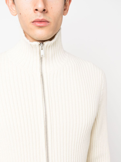 Shop Jil Sander High-neck Zip-fastening Cardigan In Neutrals