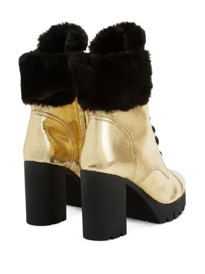 Shop Giuseppe Zanotti Moyra 90mm Metallic-effect Boots In Gold