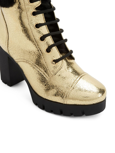 Shop Giuseppe Zanotti Moyra 90mm Metallic-effect Boots In Gold