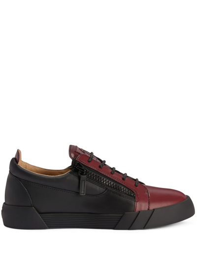 Shop Giuseppe Zanotti Frankie Two-tone Leather Sneakers In Black