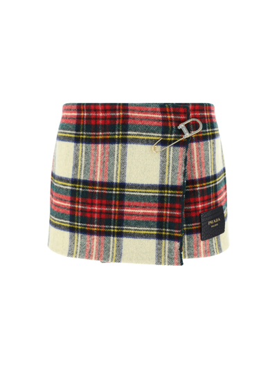 Shop Prada Mini Skirt In Avorio