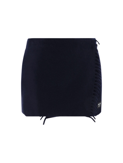 Shop Prada Mini Skirt In Bleu